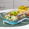 Pote marmita de vidro retangular com tampa hermética 640 ml