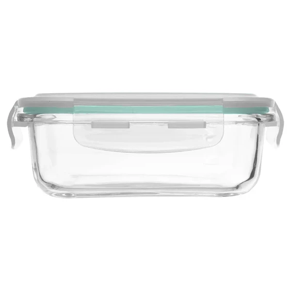 Pote marmita de vidro retangular com tampa hermética 640 ml
