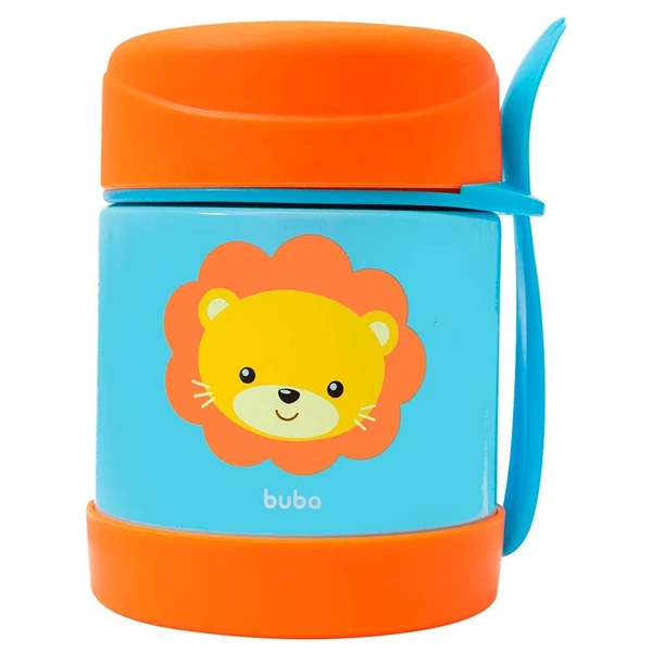Pote térmico com colher Animal Fun Leão Buba 320 ml