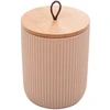 Potiche de cerâmica com tampa de bambu e pegador de corda Lines bege Lyor 10x10x15