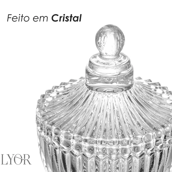 Potiche de cristal texturizado com pé Carrossel Lyor 6,5x6,5x10