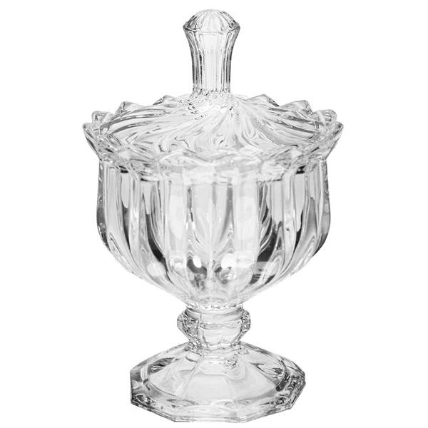 Potiche de cristal texturizado com pé Lyor 9,5x14,5