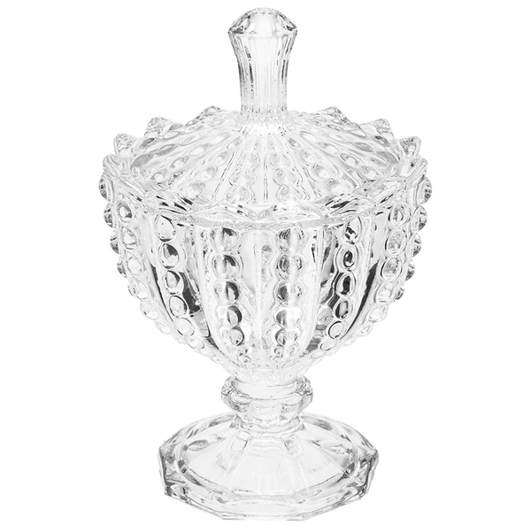 Potiche de cristal texturizado com pé Lyor 9,5x14,5