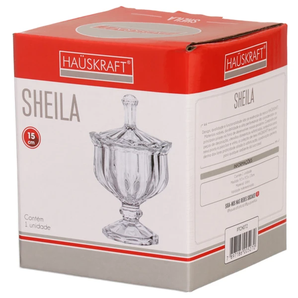 Potiche de vidro texturizado com pé Sheila 9,5x9,5x15
