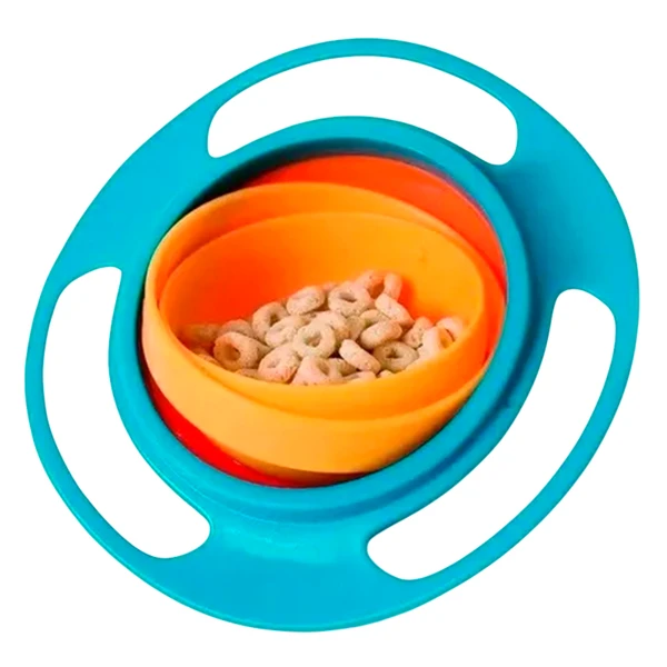 Prato mágico giratório para bebês com giro 360º - azul com laranja
