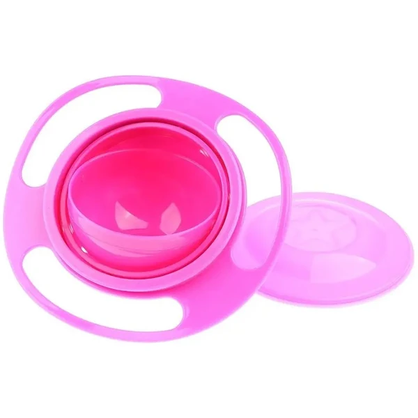 Prato mágico giratório para bebês com giro 360º - rosa