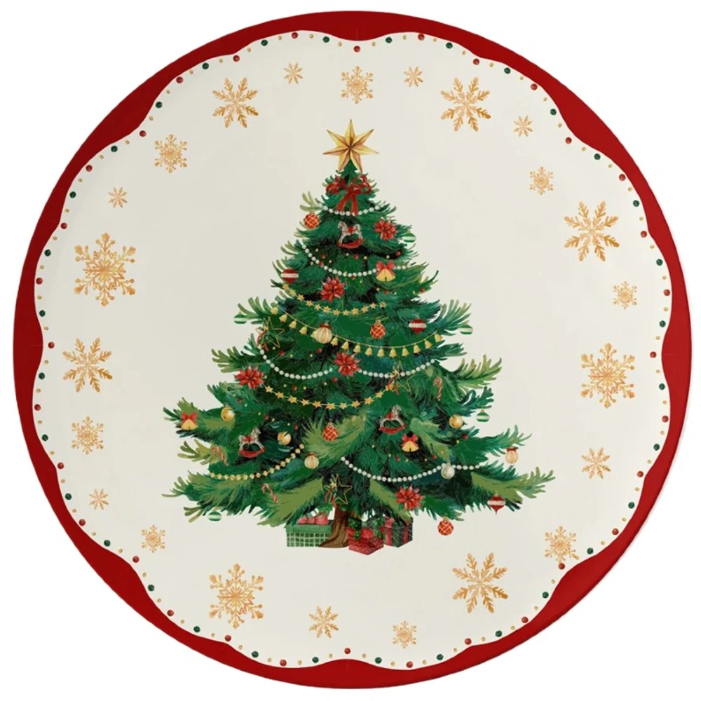 Prato natalino raso em melamina com estampa Árvore de Natal 25,5 cm