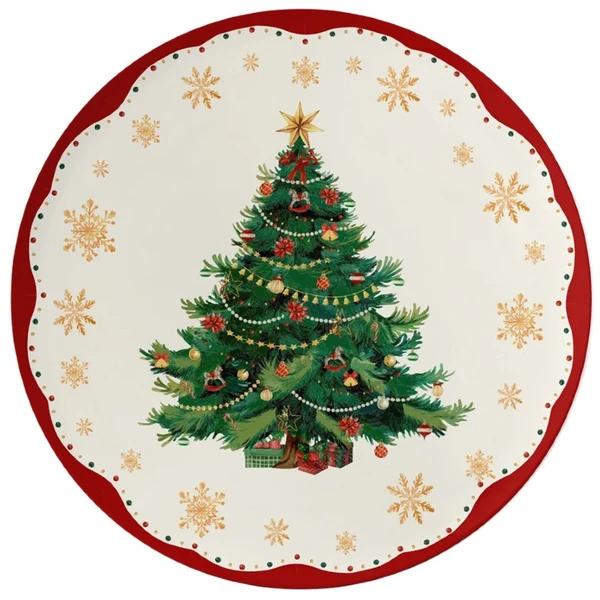 Prato natalino raso em melamina com estampa Árvore de Natal 25,5 cm
