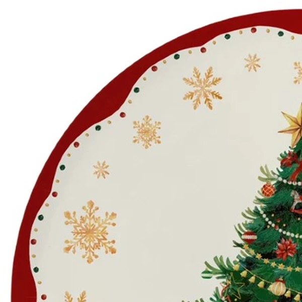 Prato natalino raso em melamina com estampa Árvore de Natal 25,5 cm