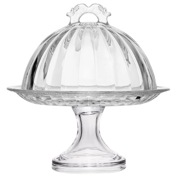 Prato para bolo com pé e tampa de cristal Imperial Lyor 18,5x20