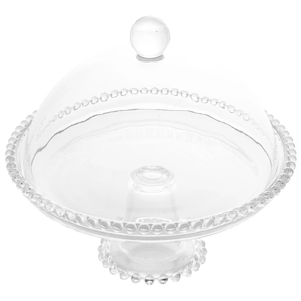 Prato para bolo com pé e tampa de cristal Pearl Wolff 20x18
