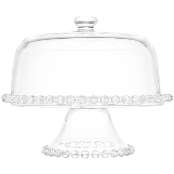 Prato para bolo com pé e tampa de cristal Pearl Wolff 31x25