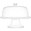 Prato para bolo com pé e tampa de cristal Pearl Wolff 31x25