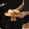 Prato para bolo de bambu com pé Lyor 20x7