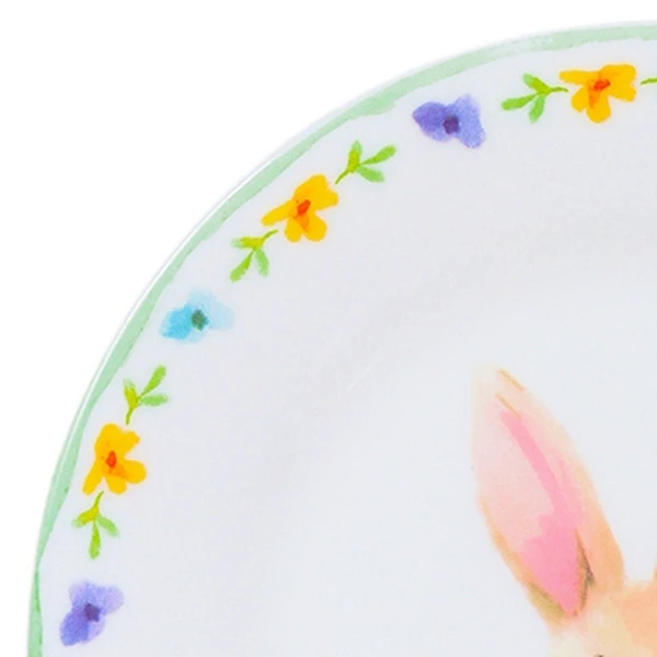 Prato para sobremesa em vidro opalino com estampa de Páscoa Candy Vibrante 18 cm