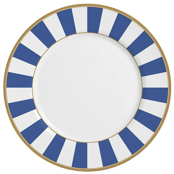 Prato raso em cerâmica Stripe Azul Alleanza 29 cm