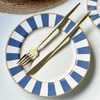 Prato raso em cerâmica Stripe Azul Alleanza 29 cm
