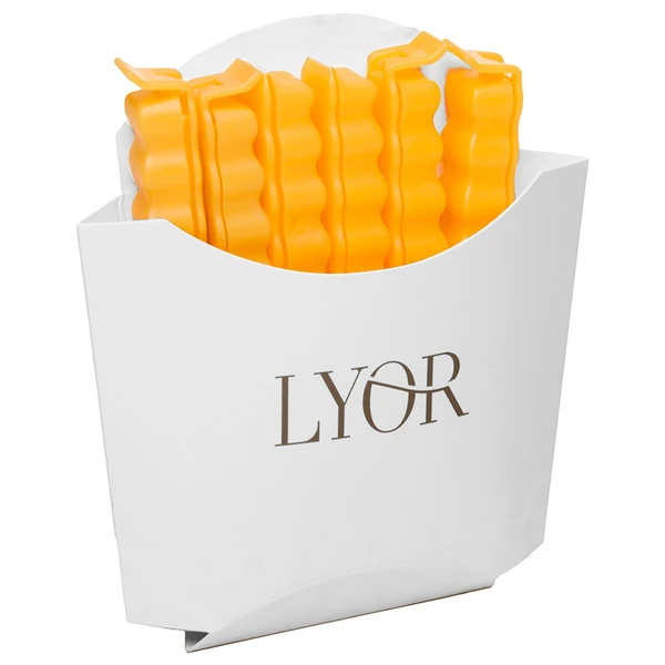 Prendedor para embalagem aberta em formato de batata frita French Fries Lyor 6 unidades
