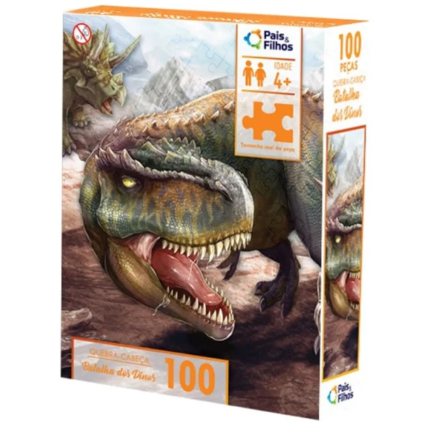 Quebra-cabeça Batalha dos Dinos 100 peças