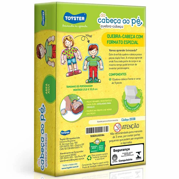 Quebra-cabeça dupla face Da Cabeça ao Pé 9 peças