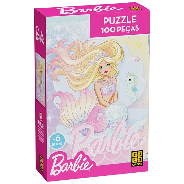 Quebra-cabeça holográfico Barbie Mattel Grow 100 peças