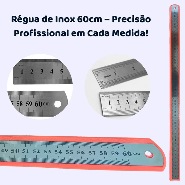 Régua flexível de aço inox 60 cm