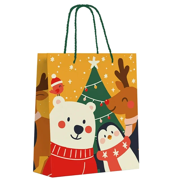 Sacola natalina para presentes Bichinhos de Natal 23x18x10