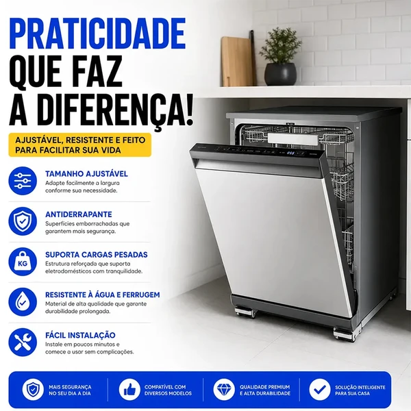 Suporte base deslizante com rodinhas para eletrodomésticos até 226 kg