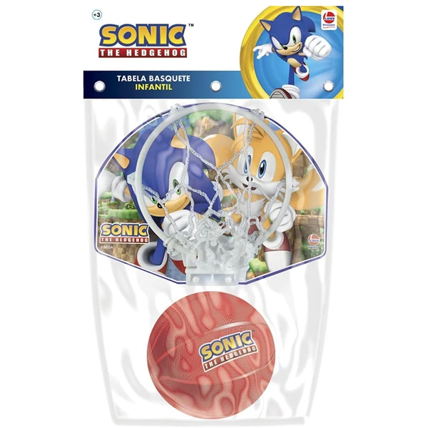 Tabela e Cesta de Basquete infantil com bola Sonic The Hedgehog SEGA 25x20