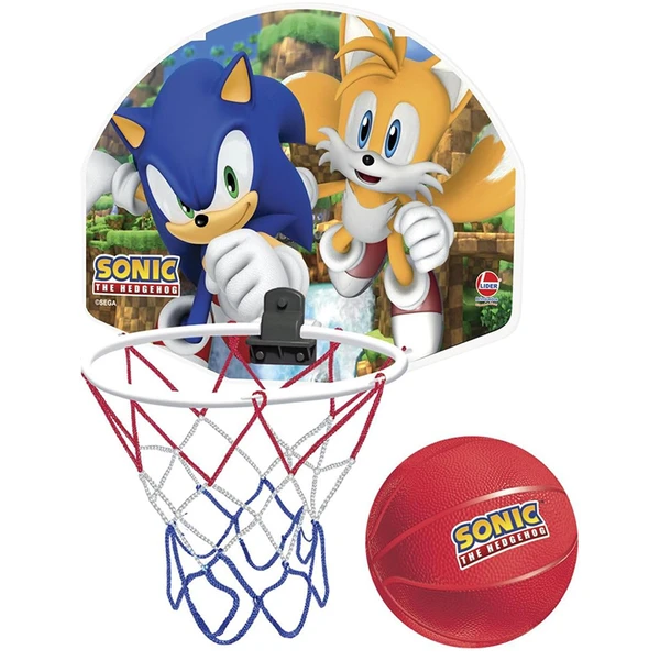 Tabela e Cesta de Basquete infantil com bola Sonic The Hedgehog SEGA 25x20