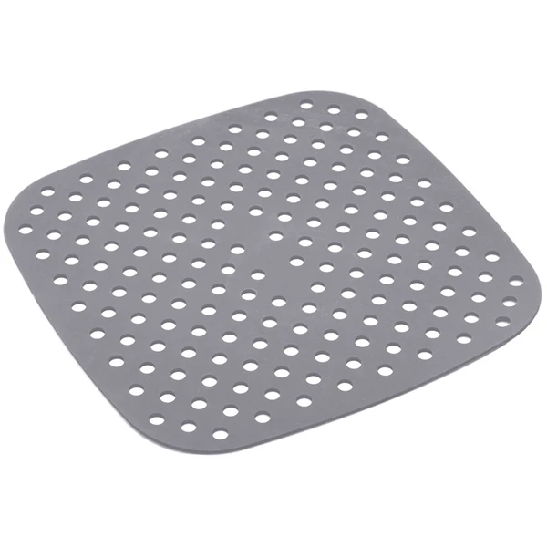 Tapete de silicone para fritadeira Air Fryer quadrado cinza Lyor 18,5 cm