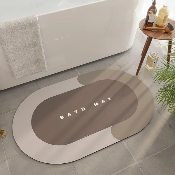 Tapete oval absorvente e antiderrapante para banheiro 38x58