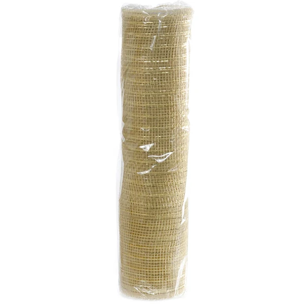 Tela decorativa natalina Mesh bege com dourado 25 cm x 5 metros