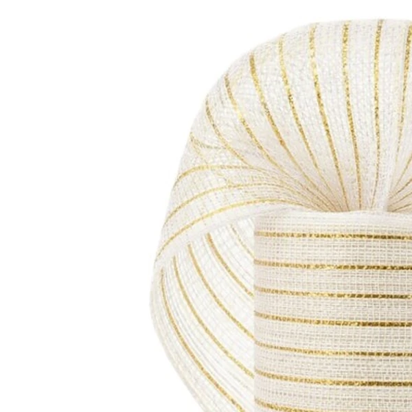 Tela decorativa natalina Mesh branco com dourado 50 cm x 4,5 metros