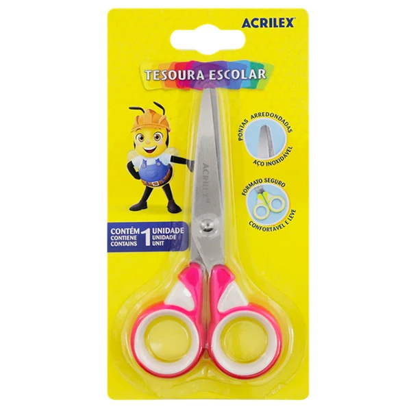 Tesoura escolar com pontas arredondadas Spinner Acrilex