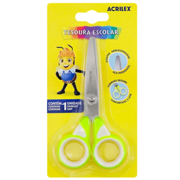 Tesoura escolar com pontas arredondadas Spinner Acrilex