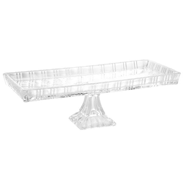 Travessa retangular de cristal com pé Dragon Lyor 34x15x10,5