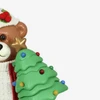 Urso natalino com colete puffer, árvore de Natal e lanterna com vela de LED 50 cm