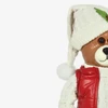 Urso natalino com colete puffer, árvore de Natal e lanterna com vela de LED 50 cm