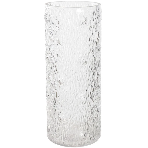 Vaso de vidro Cilindro texturizado 24,5 cm