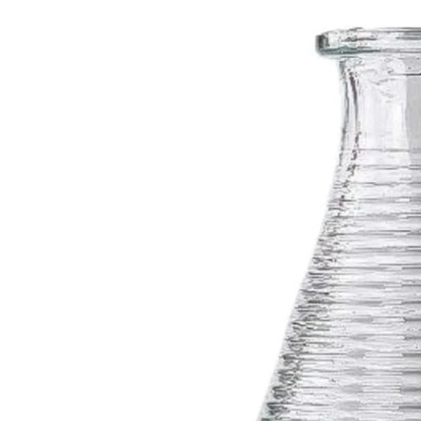 Vaso de vidro canelado com linhas horizontais 14 cm