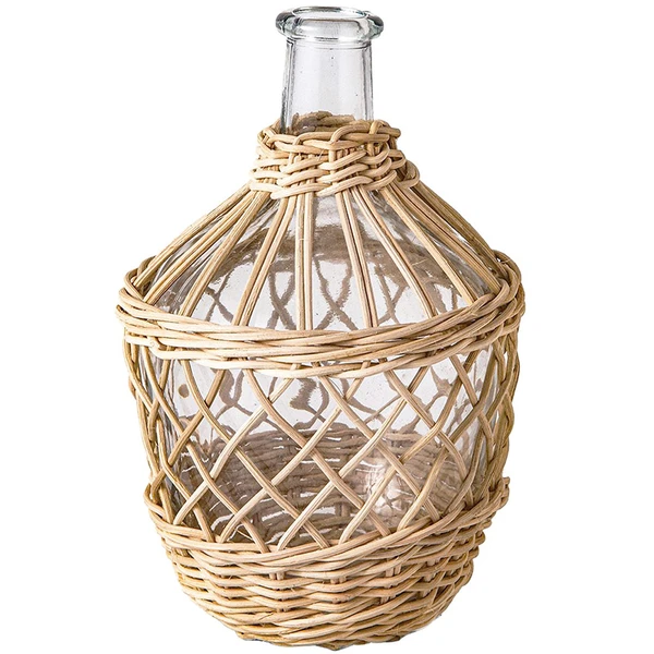 Vaso de vidro com fibra natural 25 cm