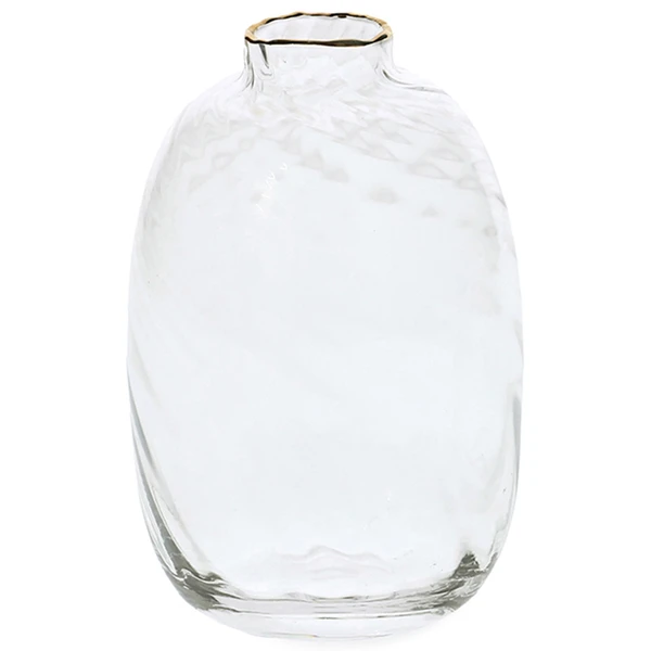 Vaso de vidro com fio de ouro na borda G Mart 10x10x15
