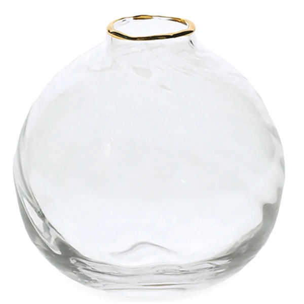Vaso de vidro com fio de ouro na borda P Mart 10x10x9,5