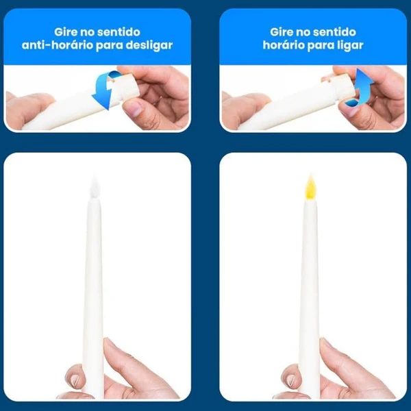 Vela longa de LED branco quente à pilhas 28 cm