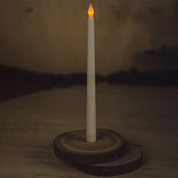 Vela longa de LED branco quente à pilhas 28 cm