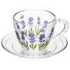 Xícara de cristal com pires para café Lavanda Hand Painting Lyor 80 ml