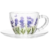 Xícara de cristal com pires para café Lavanda Hand Painting Lyor 80 ml