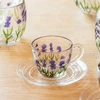 Xícara de cristal com pires para café Lavanda Hand Painting Lyor 80 ml