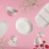 Xícara de porcelana com pires para café Butterfly Flower Lyor 100 ml